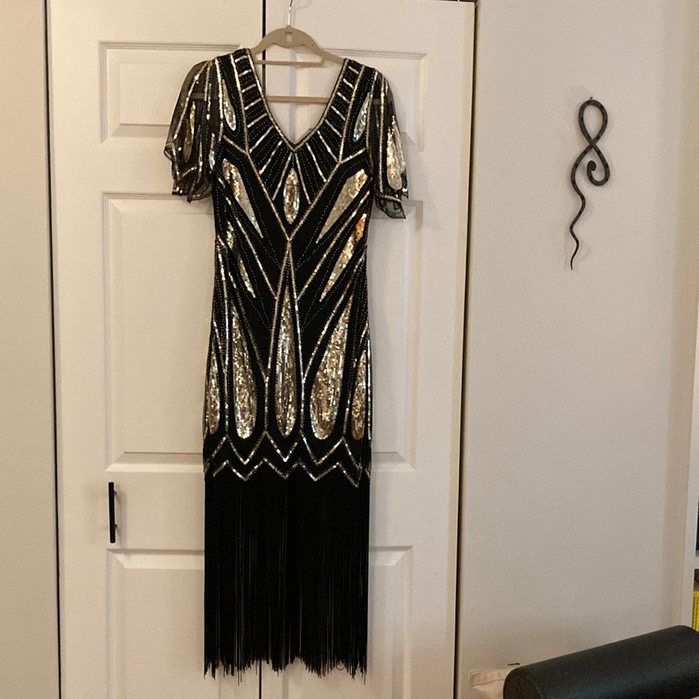 Incredible Jazz Age Party Dress with Sequin and Fringe